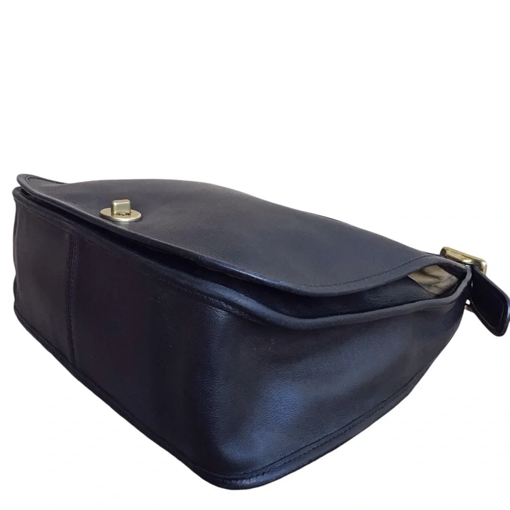 COACH Vintage Legacy Crescent Black Leather Flap Bag